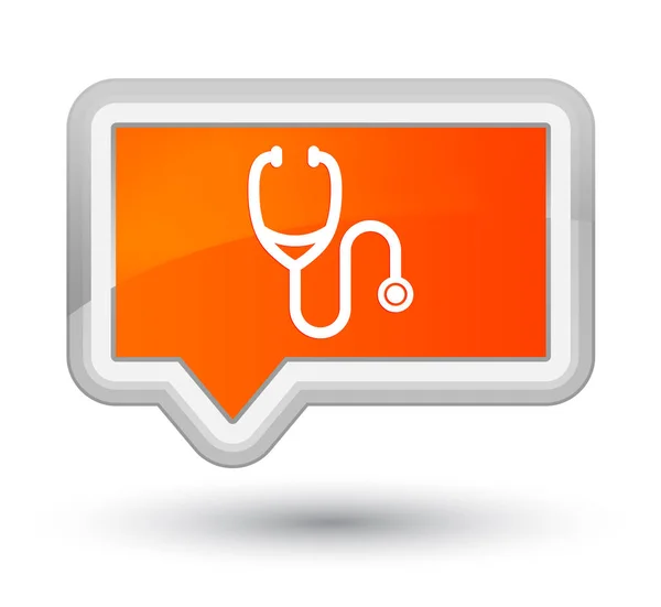 Stethoscope icon prime orange banner button — Stock Photo, Image