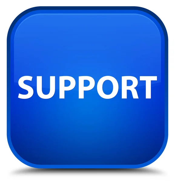 Υποστήριξη ειδικών μπλε τετράγωνο κουμπί — Φωτογραφία Αρχείου