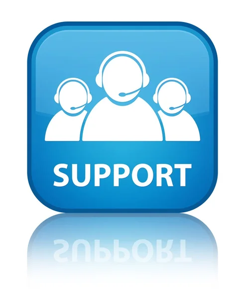 Support (customer care team icon) special cyan blue square butto — Stock Photo, Image