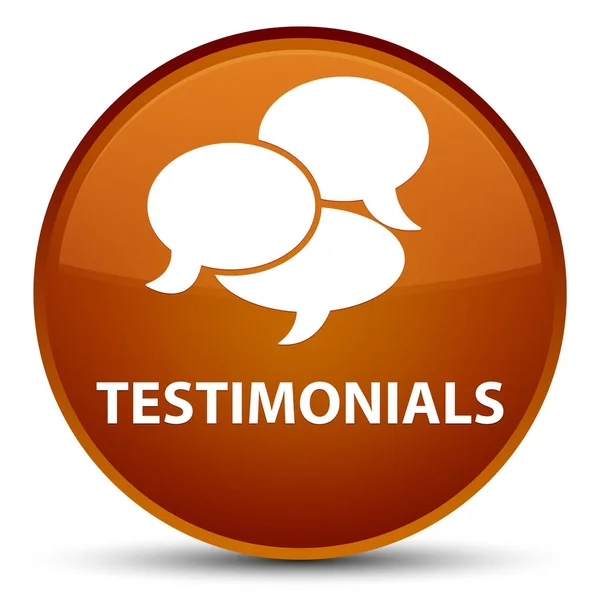 Testimonials (comments icon) special brown round button — Stock Photo, Image