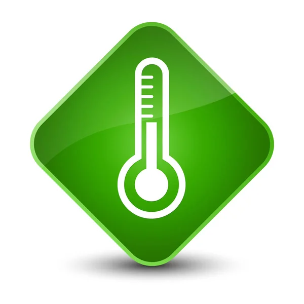 Ícone do termômetro elegante botão diamante verde — Fotografia de Stock