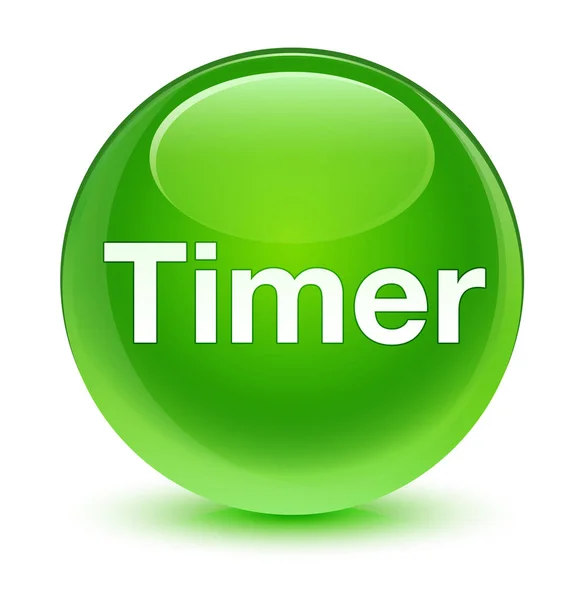 Timer botão redondo verde vítreo — Fotografia de Stock
