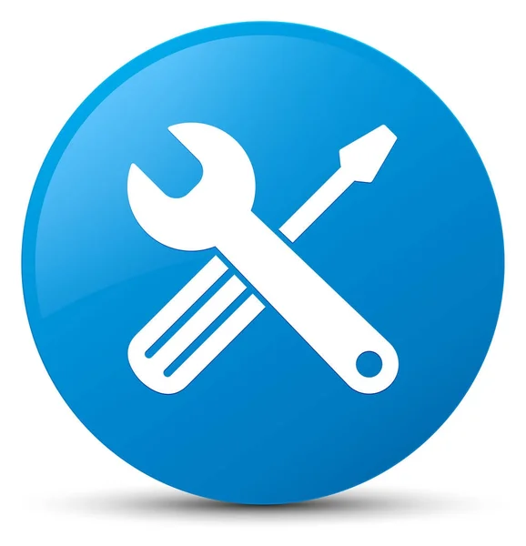 Eszközök ikonra cián kék kerek gomb — Stock Fotó