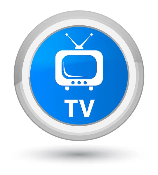 TV belangrijkste cyaan blauw ronde knop — Stockfoto
