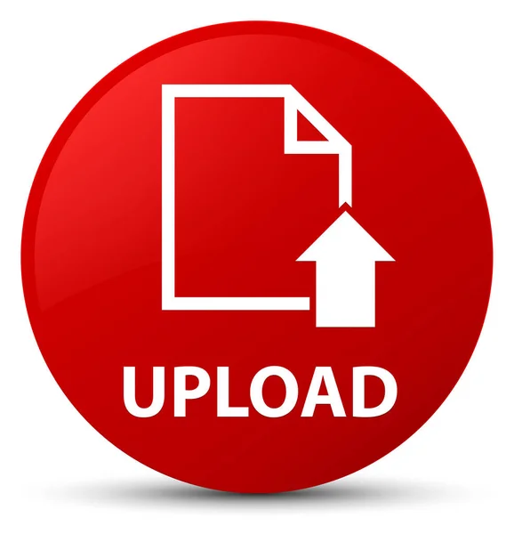 Upload (ikona dokumentu) czerwony okrągły przycisk — Zdjęcie stockowe