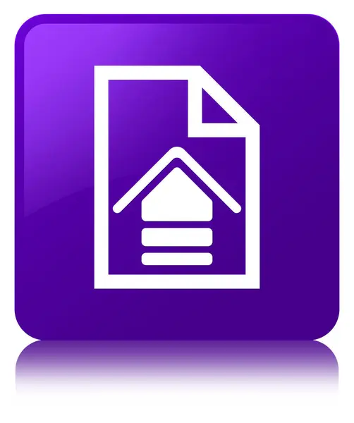 Vierkante knoop van het pictogram paarse van document uploaden — Stockfoto