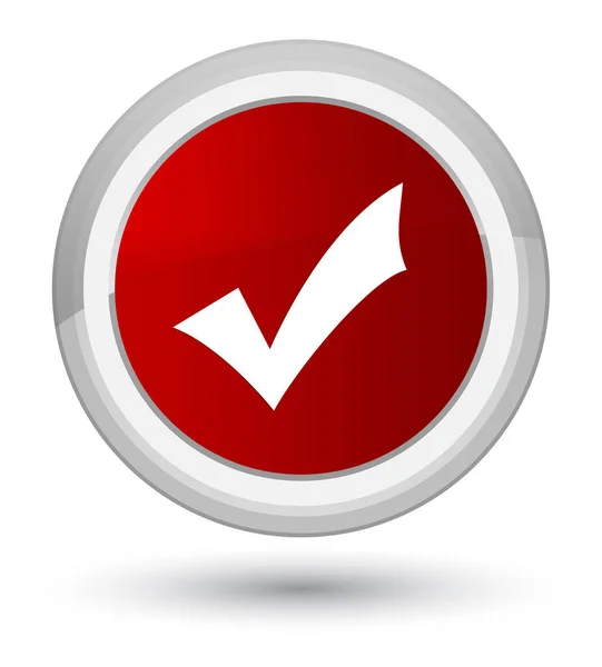 Icono de validación botón redondo rojo primo —  Fotos de Stock