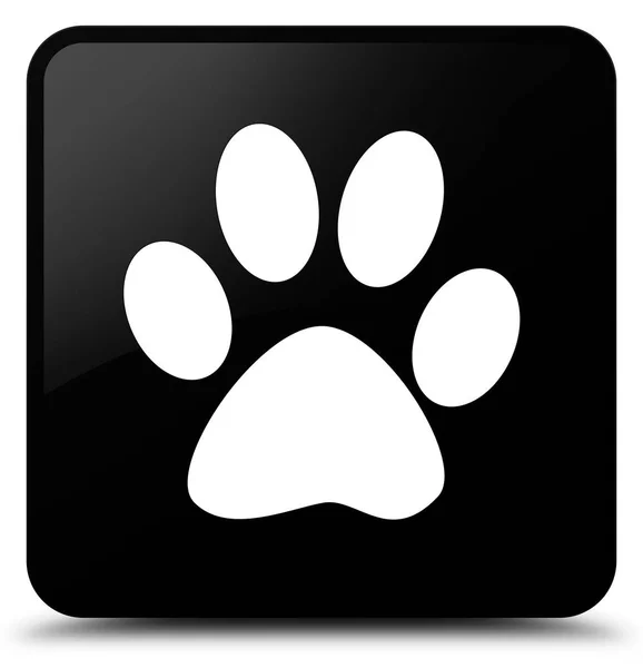 動物のフット プリント アイコン黒い正方形ボタン — ストック写真