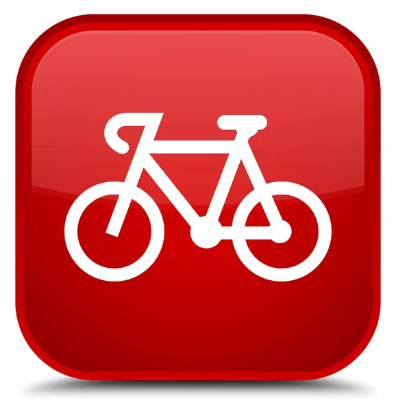 自行车图标特殊红色方形按钮 — 图库照片