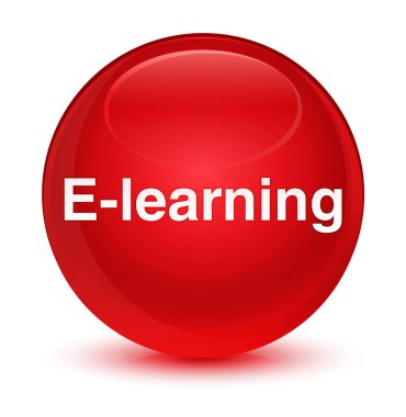 E-öğrenme eğitim camsı kırmızı yuvarlak düğmesi