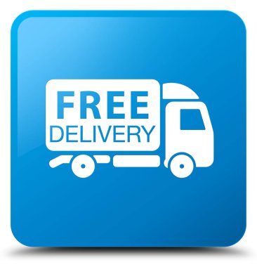 Ücretsiz teslimat kamyonu kutsal kişilerin resmi camgöbeği mavi kare düğme