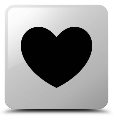 Kalp simgesi Beyaz kare düğme