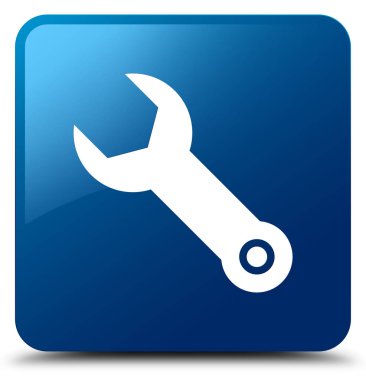 İngiliz anahtarı simgesi mavi kare düğme