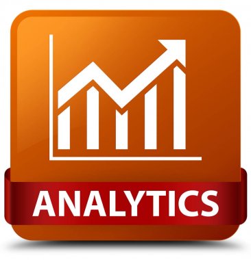 Analytics (istatistik simgesi) kahverengi kare düğme kırmızı kurdele mi