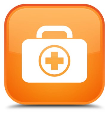 İlk yardım kiti kutsal kişilerin resmi özel turuncu kare düğme