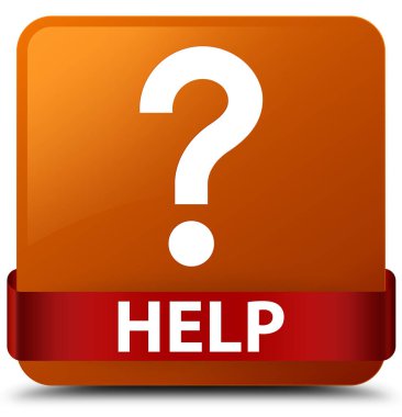 Yardım (soru simgesi) kahverengi kare düğme kırmızı kurdele orta