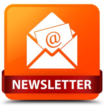 Bülten turuncu kare düğme kırmızı kurdele orta