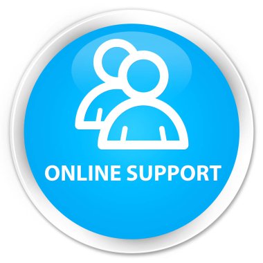 Çevrimiçi destek (grup simgesi) sigorta primi camgöbeği mavi yuvarlak düğmesi