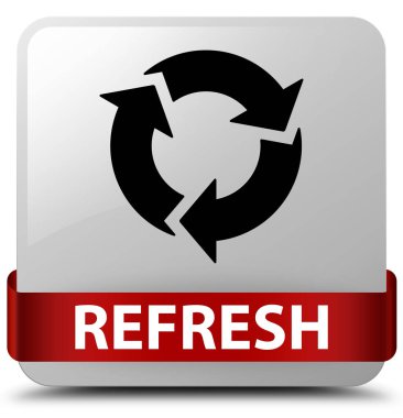 Beyaz kare düğme kırmızı kurdele orta Yenile