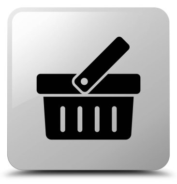 Alışveriş sepeti simgesi Beyaz kare düğme