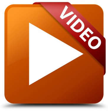 Video kahverengi kare düğme kırmızı kurdele köşesinde