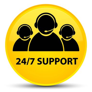 24/7 Destek (müşteri bakım ekibi simgesi) özel sarı yuvarlak popo