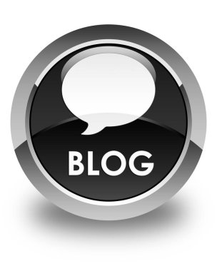 Blog (görüşme simgesi) parlak siyah yuvarlak düğmesi