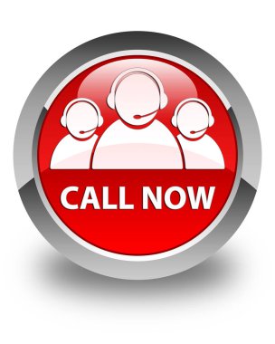 (Müşteri bakım ekibi simgesi) parlak kırmızı yuvarlak şimdi düğme