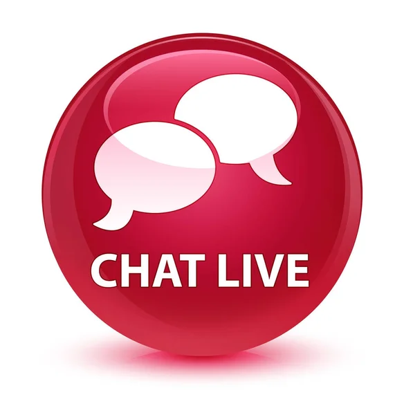 Chat live glassy pink round button — Stock Photo, Image