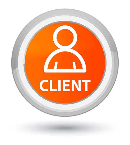 Cliente (ícone de membro) botão redondo laranja principal — Fotografia de Stock