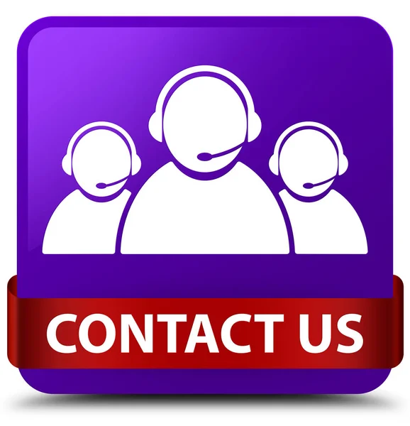Contacte-nos (ícone da equipe de atendimento ao cliente) roxo botão quadrado ri vermelho — Fotografia de Stock