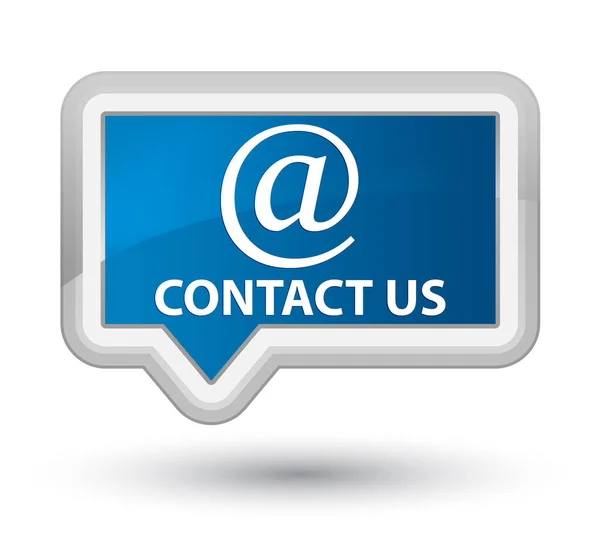 Skontaktuj się z nami (ikonę adres email) premiera transparent niebieski przycisk — Zdjęcie stockowe