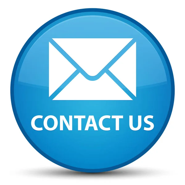 Contáctenos (icono de correo electrónico) botón redondo azul cian especial —  Fotos de Stock