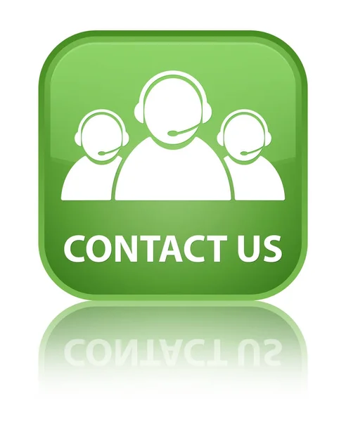 Contact us (customer care team icon) special soft green square b — Stock Photo, Image