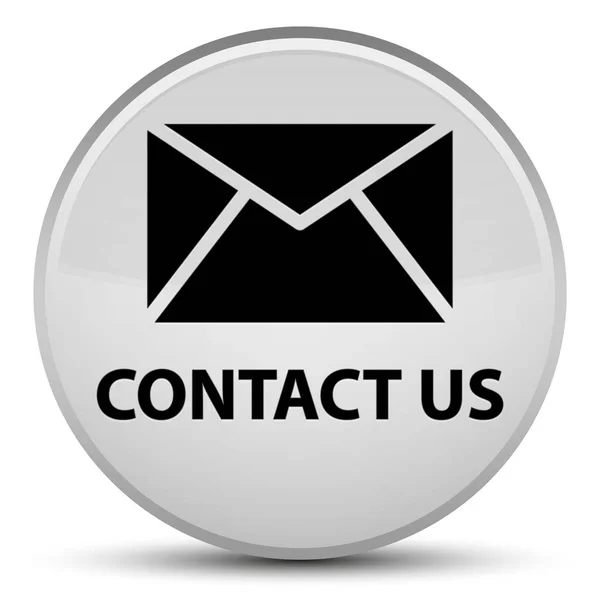 Contacte-nos (ícone de e-mail) botão redondo branco especial — Fotografia de Stock