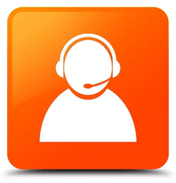 Ícone de atendimento ao cliente laranja botão quadrado — Fotografia de Stock