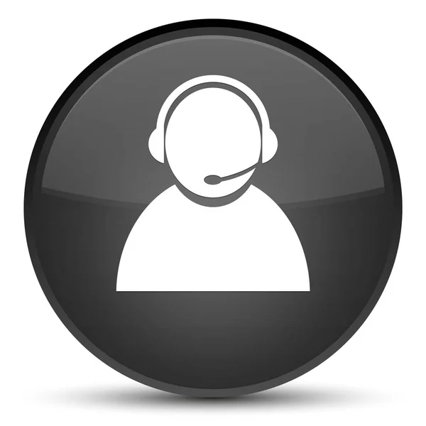 Customer care icon special black round button — Stock Photo, Image