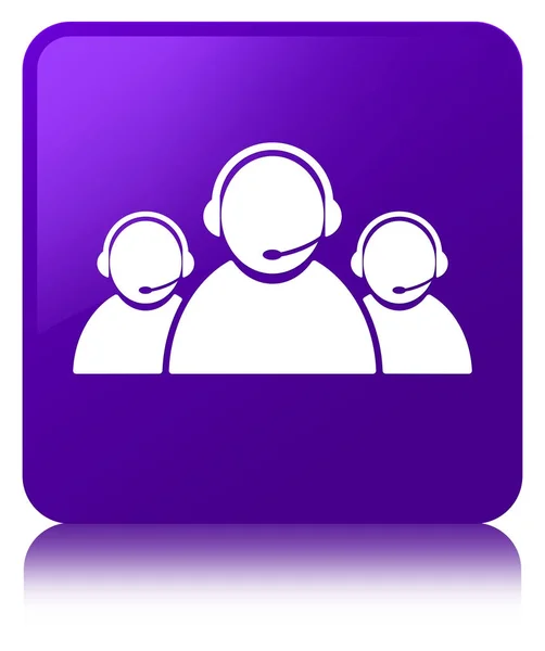 客户关怀团队图标紫色方形按钮 — 图库照片