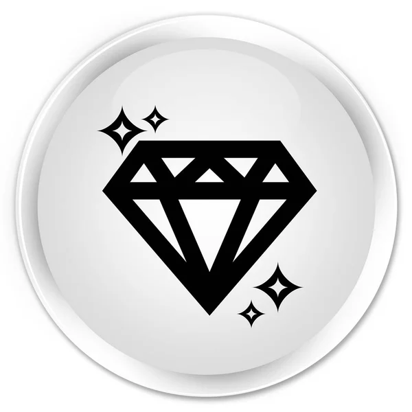 Icono de diamante botón redondo blanco premium —  Fotos de Stock