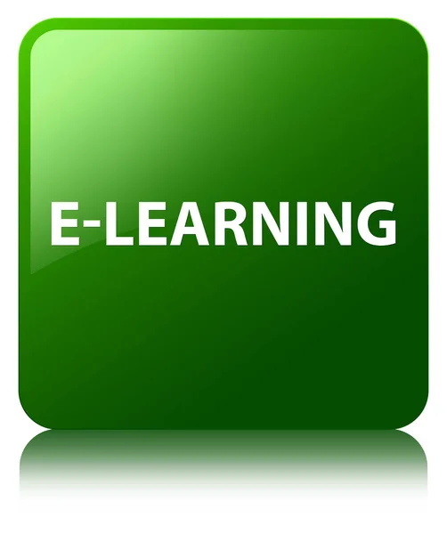 E-learning green square button — Stock Photo, Image