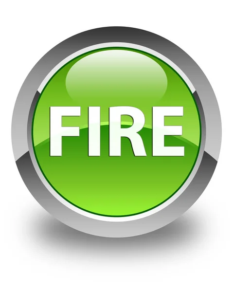 Požární lesklé zelené kulaté tlačítko — Stock fotografie