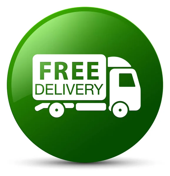 Consegna gratuita camion icona verde pulsante rotondo — Foto Stock