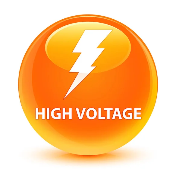 Hochspannung (Elektrizitätssymbol) glasig orange runde Taste — Stockfoto