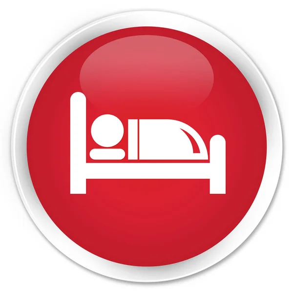 ホテル ベッド アイコン プレミアム赤ラウンド ボタン — ストック写真