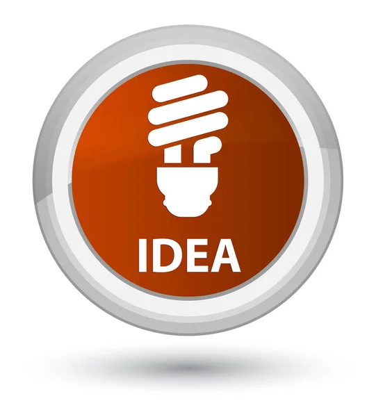 Idea (bulb icon) prime brown round button — Stock Photo, Image