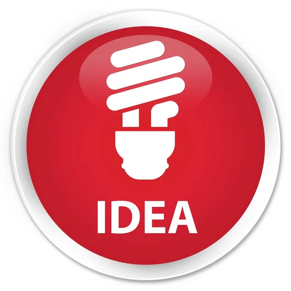 Idea (ikonu žárovky) prémiové červené kulaté tlačítko — Stock fotografie