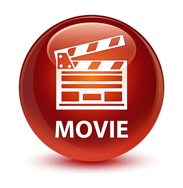 Filme (ícone clipe de cinema) botão redondo marrom vítreo — Fotografia de Stock