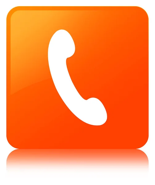 Telefon ikon a narancssárga négyzet gomb — Stock Fotó