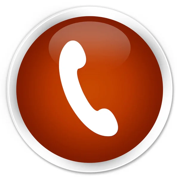 Ícone do telefone botão redondo marrom prémio — Fotografia de Stock