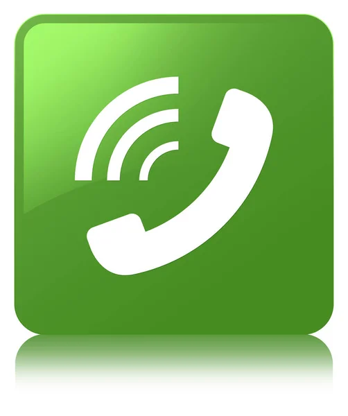 Phone ringing icon soft green square button — Stock Photo, Image